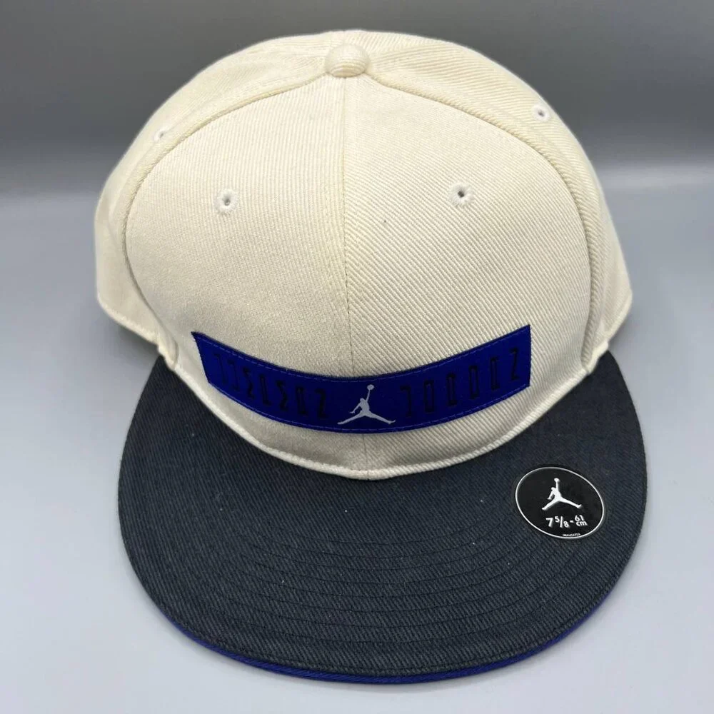 Air Jordan J11 Hat Men 7 5/8 White Blue Jumpman Fitted Cap